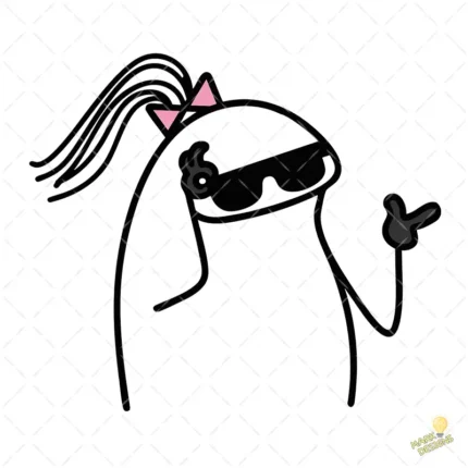 Flork Mujer con Coleta y Gafas de Sol Vector para Sublimar Actitud