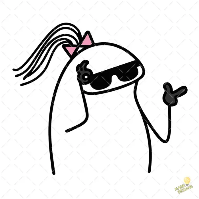Flork Mujer con Coleta y Gafas de Sol Vector para Sublimar Actitud
