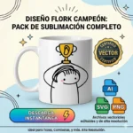 Flork Mujer con Trofeo y Vincha Vector para Sublimación