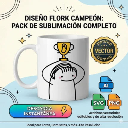 Flork Mujer con Trofeo y Vincha Vector para Sublimación