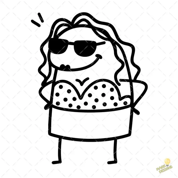 Flork Mujer en Bikini de Lunares y Gafas de Sol Vector para Sublimar