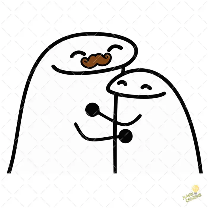 Flork Papá con Bigote Abrazando a su Hijo Vector para Sublimar