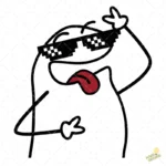 Flork Thug Life con Lentes Pixelados y Lengua Afuera Vector