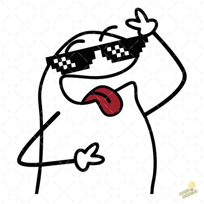 Flork Thug Life con Lentes Pixelados y Lengua Afuera Vector
