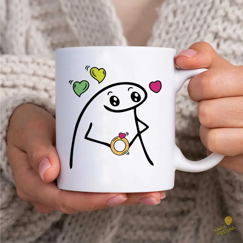 Flork con Anillo de Compromiso y Corazones Vector para Sublimar Flork con Anillo de Compromiso y Corazones Vector para Sublimar