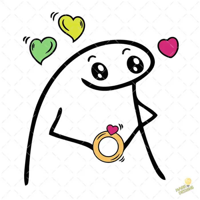 Flork con Anillo de Compromiso y Corazones Vector para Sublimar