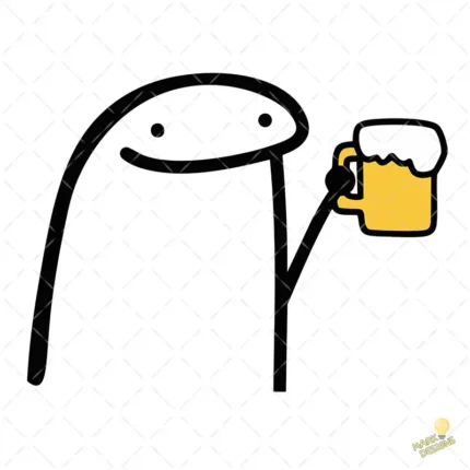 Flork con Jarra de Cerveza Espumosa celebrando Vector para Sublimación