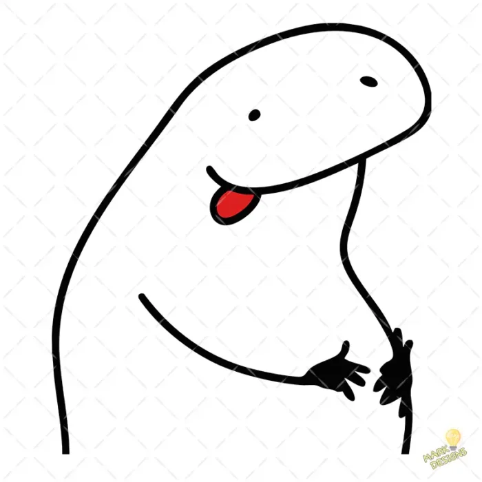 Flork con Lengua Afuera y Mano en la Panza Vector para Sublimar