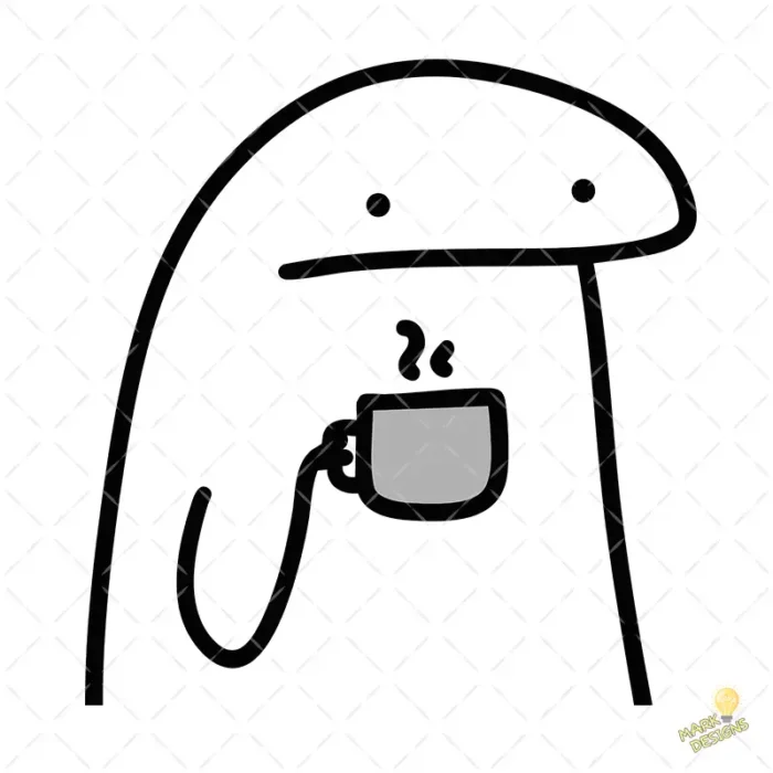 Flork con Taza de Café Caliente Vector para Sublimación Oficina