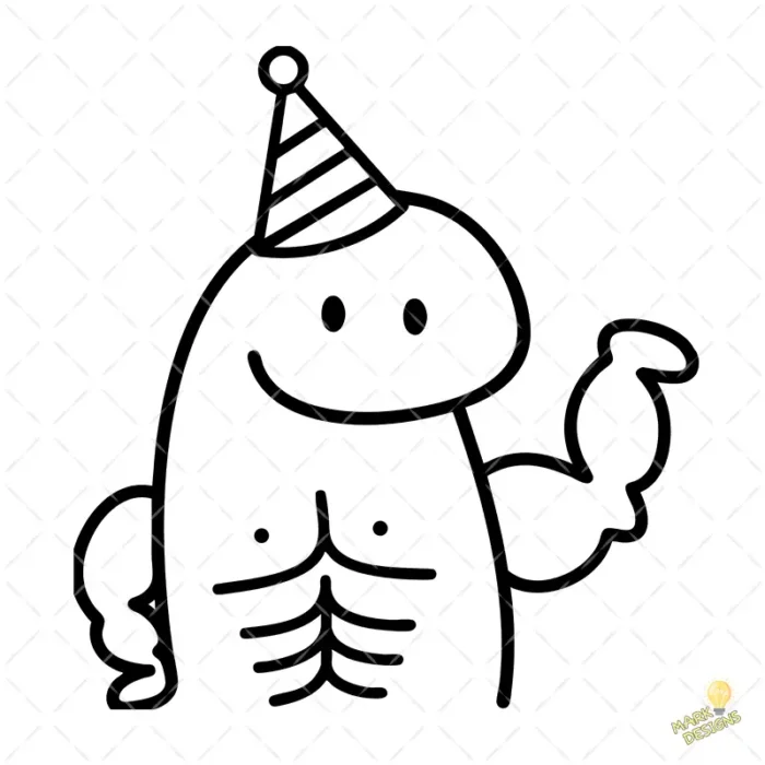 Flork de Cumpleaños Musculoso con Gorrito Vector para Sublimar