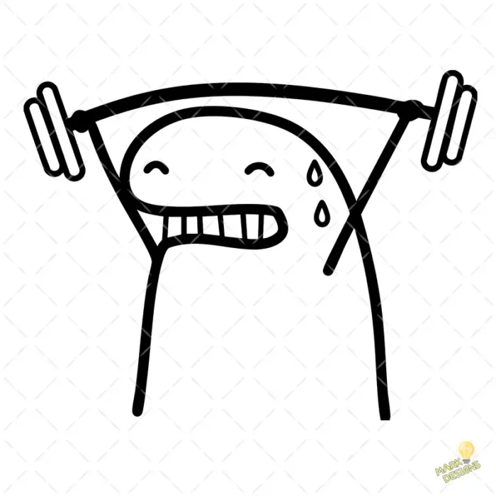 Flork haciendo Pesas y Sudando Vector para Sublimación Gym