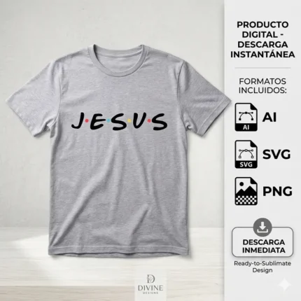 Free Diseño Jesús Tipografía Friends Vector Cristiano para sublimación