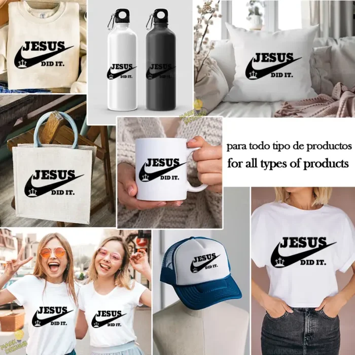 GRATIS Diseño Cristiano Nike Jesús Did It Vector PNG para Sublimación