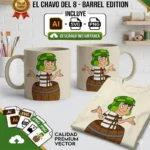 GRATIS Vector El Chavo en el Barril para Sublimación Editable