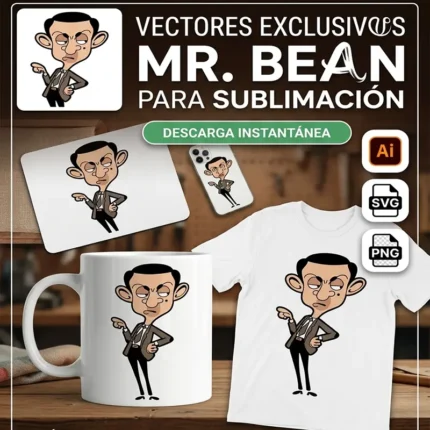 GRATIS Vector Mr. Bean Animado para Sublimación Descarga