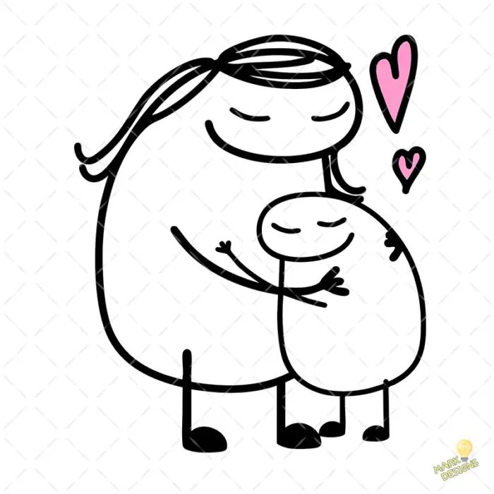 Gratis: Flork Mamá Abrazando a su Hijo Vector para Sublimación