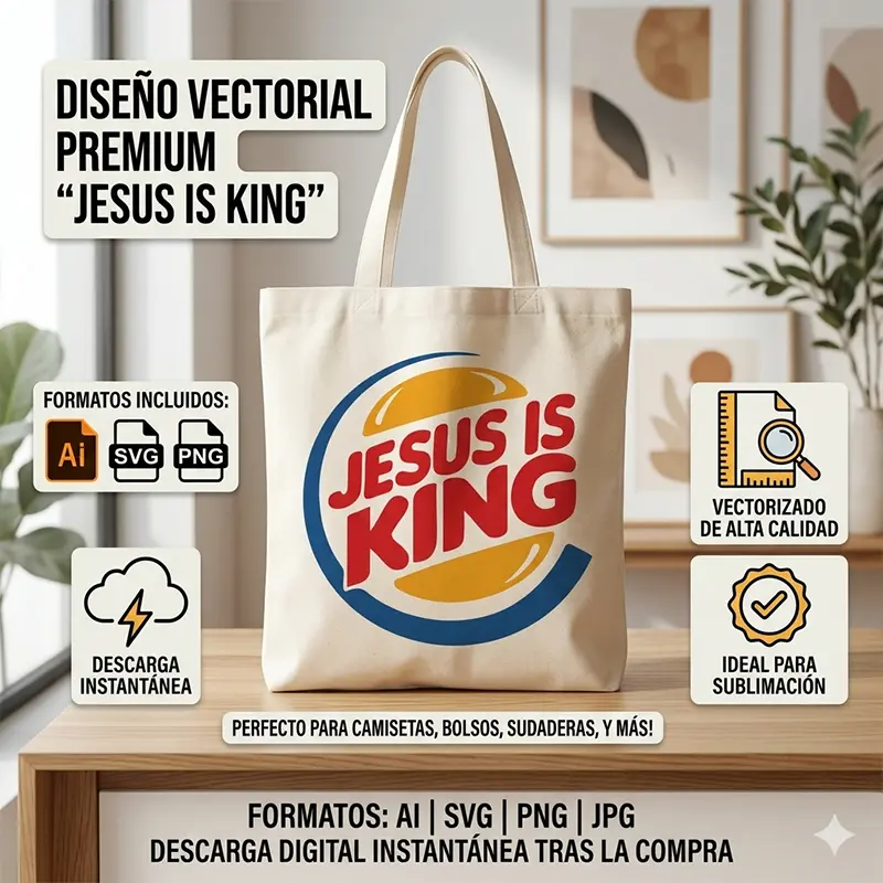 Gratis Jesus is King Vector Estilo Burger King para sublimación1 Gratis Jesús is King Vector Estilo Burger King para sublimación