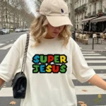 Gratis Vector Super Jesús Estilo Videojuego Retro Mario para Sublimación