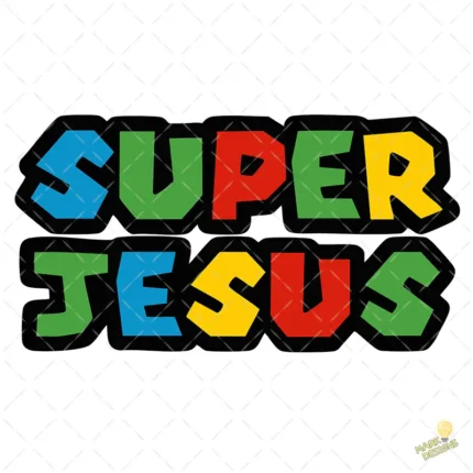 Gratis Vector Super Jesús Estilo Videojuego Retro Mario para Sublimación