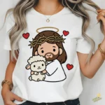 Jesús con Corona de Espinas y Oveja Vector para sublimación