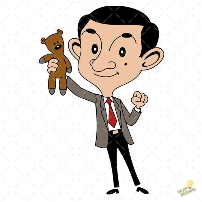 Mr. Bean Animado con Teddy Vector de Sublimación Personaje Clásico