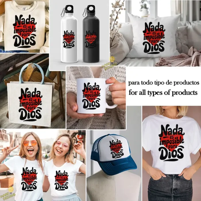 Nada es Imposible para Dios Vector Retro para sublimación
