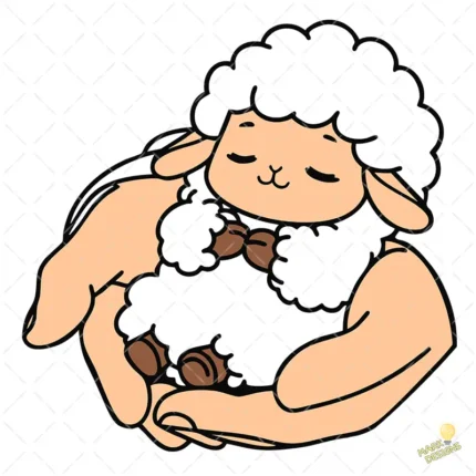 Oveja en Manos Protegida Vector cristiano para sublimación infantil