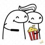 Pareja Flork Viendo Películas con Palomitas Vector para Sublimar