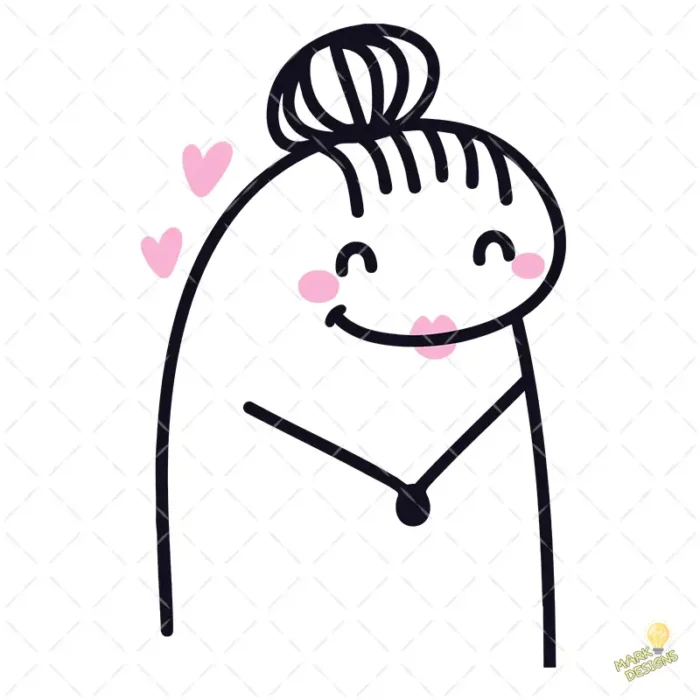 Personaje Deformito Mujer con Rodete y Collar Diseño Vectorial