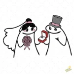 Personaje Flork Novios con Ramo y Anillo Diseño Vectorial Casamiento