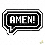 Vector Amén Estilo Pixel Art 8-Bit Retro Gamer para Sublimación