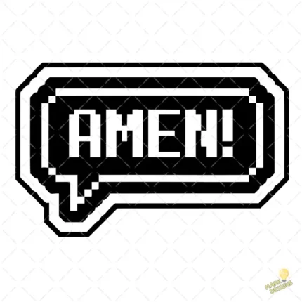 Vector Amén Estilo Pixel Art 8-Bit Retro Gamer para Sublimación
