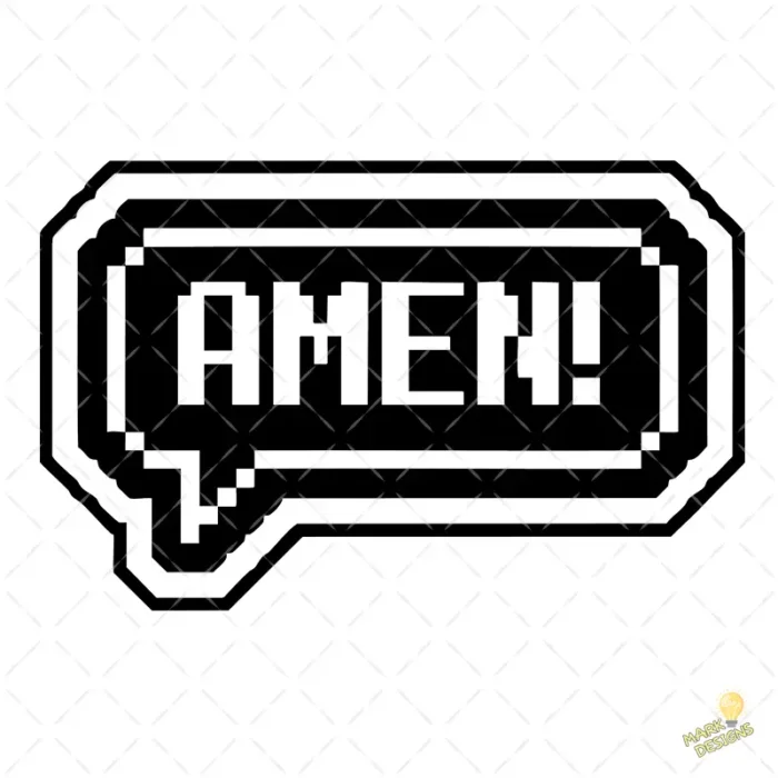 Vector Amén Estilo Pixel Art 8-Bit Retro Gamer para Sublimación