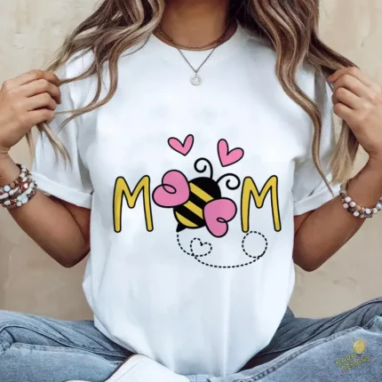Vector Bee Mom Abeja con Corazones Diseño para Sublimación
