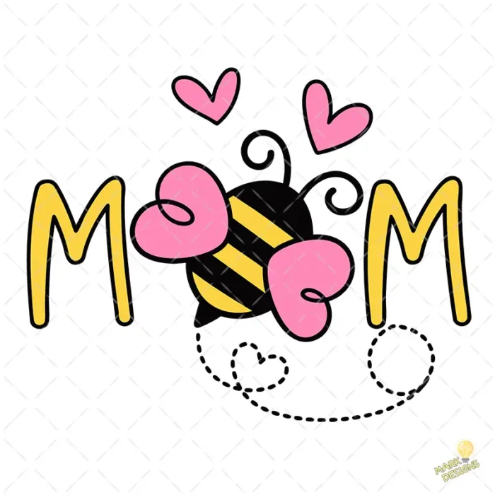 Vector Bee Mom Abeja con Corazones Diseño para Sublimación