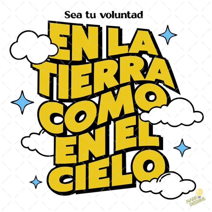 Vector Cristiano En la Tierra como en el Cielo Estilo Urbano para Sublimación