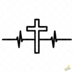 Vector Cruz Cristiana Latido del Corazón Life Pulse para Sublimación