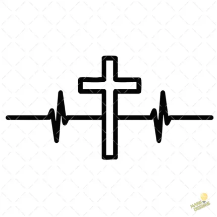 Vector Cruz Cristiana Latido del Corazón Life Pulse para Sublimación