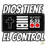 Vector Dios Tiene el Control Estilo Control Retro Gamer Mateo 6:33