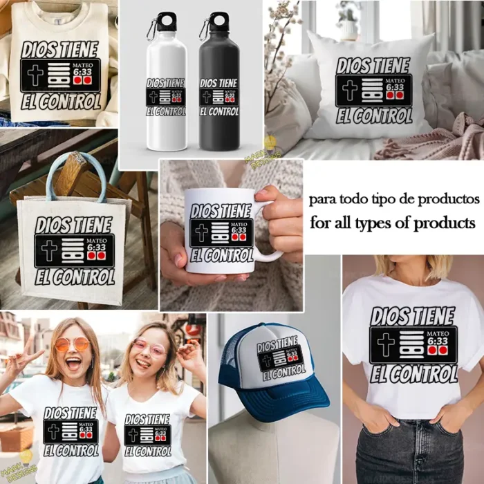 Vector Dios Tiene el Control Estilo Control Retro Gamer Mateo 6:33