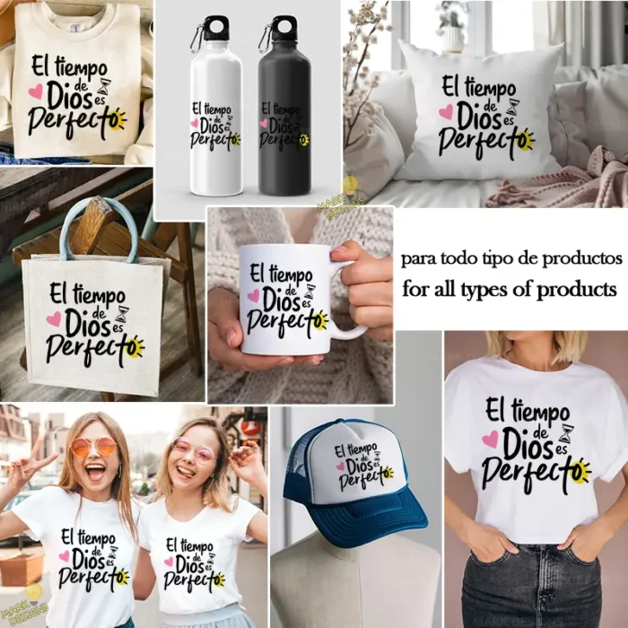 Vector El Tiempo de Dios es Perfecto Diseño Hand Lettering Sublimación - Image 3