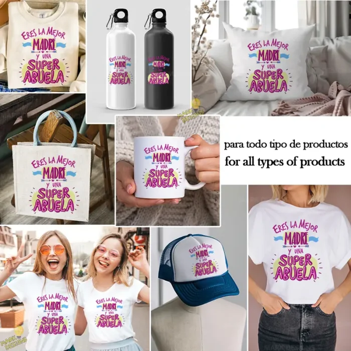 Vector Eres la Mejor Madre y una Super Abuela para Sublimación