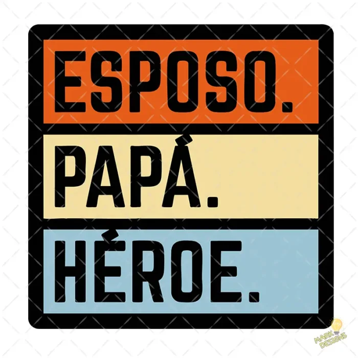 Vector Esposo Papá Héroe Diseño Retro Vintage para Sublimación