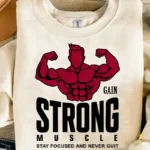 Vector Fisicoculturista Strong Muscle Stay Focused para Sublimación
