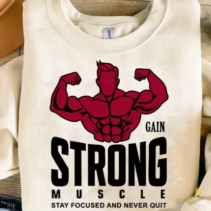 Vector Fisicoculturista Strong Muscle Stay Focused para Sublimación
