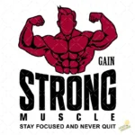 Vector Fisicoculturista Strong Muscle Stay Focused para Sublimación