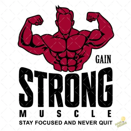 Vector Fisicoculturista Strong Muscle Stay Focused para Sublimación