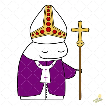 Vector Flork Papa Obispo con Báculo Diseño para Sublimación Humor