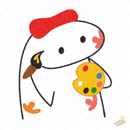 Vector Flork Pintor con Boina y Paleta Diseño para Sublimación