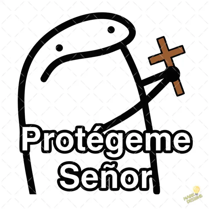 Vector Flork Protégeme Señor con Cruz Diseño para Sublimación Humor